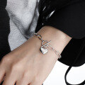 wholesale Silver 703OT Chain Link Heart Bracelet for Women, High-end Minimalist Small Batch Design, Unique Ins Style Wholesale Jewelry-0-3