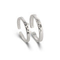 wholesale A pair of 999 sterling silver niche design-inspired cartoon cat and dog diary couple rings with engraved text, a Valentine's Day gift-0-4