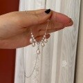 wholesale S925 Sterling Silver Natural Freshwater Rice-Shaped Aurora Pearl Necklace for Women, Versatile Tassel Pendant with Zircon Inlay Collarbone Chain-0-2