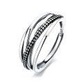 wholesale S925 Sterling Silver Retro Multi-Layer Wide Geometric Ring Hip-Hop Punk Women's Index Finger Ring-0-4