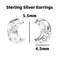wholesale 925 Sterling Silver Star And Moon Studs Earrings For Women-Moon Pearl Earrings