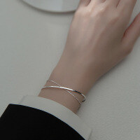 wholesale S925 silver summer minimalist double-layer chain bracelet, elegant women's Korean-style line bracelet S3565-S925 silver one 925 silver