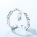 wholesale S925 sterling silver platinum-plated, new Korean-style minimalist geometric couple's ring with vintage pattern, open-adjustable-0-4