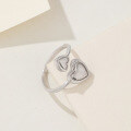 wholesale S925 Sterling Silver Wire Drawing Love Ring for Women, Minimalist Style, Small and Unique, Trendy, Adjustable Silver Ring-0-2