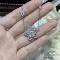 Metal Alloy Double Flower Full-Diamond Hollow Chain Necklace Direct Factory Price-0-0