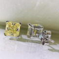 S925 Silver High Carbon Diamond Stud Earrings, 6*6mm Princess Cut, Clearance with Free Shipping-0-2