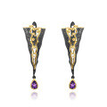 wholesale 925 Silver Designer High-End Gemstone Earrings, Italian Craftsmanship Vintage Amethyst Dangle Earrings-0-4