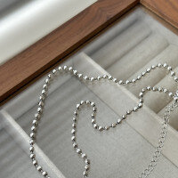 wholesale S925 Sterling Silver Minimalist Versatile Multi-Faceted Beaded Chain with Filigree and Cut Design Pendant Necklace-Bead necklace 3mm thick chain length 46+8CM 925 silver