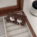 wholesale S925 Sterling Silver Textured Butterfly Ear Studs Women's Korean New Ins Trend Versatile High-end Earrings-0-4