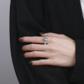 wholesale S925 Sterling Silver Retro Rose Pattern Crown Heart Ins Trendy Niche Style Adjustable Index Finger Ring-0-2