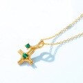 wholesale S925 Silver New Simple Geometric Star Pendant Women's Choker Lab-Grown Emerald Necklace Wholesale from Manufacturer-0-3