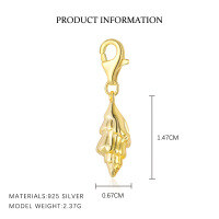 wholesale S925 Sterling Silver Retro European Minimalist Bracelet For Women With Luxury Zircon Heart Pendant-F6224-Gold Color Single Pendant 925 Silver