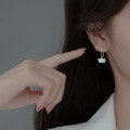 wholesale S925 silver Na Lan Korean-style minimalist ear hooks synthetic four-petal flower engraved ear accessories G9942-0-1