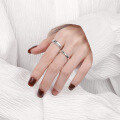 wholesale S925 Sterling Silver Korean Style Ins Wind Minimalist Line English Sentence Couple Stackable Open Ring-0-3