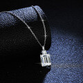 S925 Silver Wholesale Women's Emerald Cut Moissanite Square Collarbone Necklace-0-2