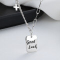 wholesale S925 Sterling Silver Good Luck Cross Pendant Rectangle Plaque Ins Korean Style Versatile Collarbone Necklace-0-3