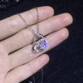 S925 Sterling Silver Moissanite Heart Pendant for Women-0-1