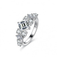 925 Sterling Silver Princess Cut Four-Prong Moissanite Ring for Women-1 carat (D color moissanite)  No. 5