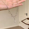 wholesale S925 sterling silver lace pearl necklace, small and luxurious, vintage French-style elegant design, handmade sterling silver collarbone chain for women-0-2