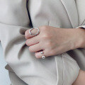 wholesale S925 Sterling Silver JA350 Korean Style Elegant Silver Knuckle Ring Fashion Geometric Bead Sphere Open Adjustable Ring for Women-0-2
