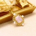 wholesale 18K Gold AU750 Pure Gold Natural Gemstone Necklace for Women, Japanese-style Light Luxury Lavender Crystal with Inlaid Diamonds Vintage Pendant-0-3