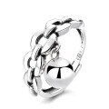 wholesale S925 Sterling Silver European and American Exaggerated Round Ball Wish-Fulfilling Tassel Trendy Versatile Open Ring-0-6