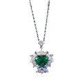 wholesale Metal: 925 Silver, New 8*8 Synthetic Emerald Heart-Shaped Necklace with Ice Flower Design, High-End Feel, New Women's Choker for Dropshipping-0-4