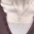 wholesale S925 silver new cross zircon pendant necklace for European and American foreign trade wholesale suppliers-0-2