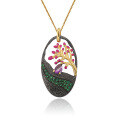 wholesale S925 sterling silver enamel pendant with Italian craftsmanship designer's natural-style Tree of Life design-0-4