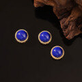 wholesale Sterling Silver Gold Plated Natural Lapis Lazuli Classic 8mm Round Spacer Beads DIY Semi-finished Bracelet Necklace Accessories-0-3