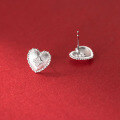 wholesale S925 Sterling Silver Fresh Sweet Ins Style Niche Design Brushed Heart Four-Leaf Flower Ear Stud M06702-0-4