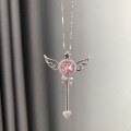 wholesale S925 Sterling Silver Sailor Moon Magic Fairy Wand Necklace, Star Scepter Pendant Collarbone Chain Gift for Best Friend-0-0