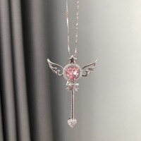 wholesale S925 Sterling Silver Sailor Moon Magic Fairy Wand Necklace, Star Scepter Pendant Collarbone Chain Gift for Best Friend-Fairy Wand Necklace 925 Silver