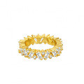 S925 Silver Ring with Moissanite in 18K Gold Plated Crossover Design-0-2