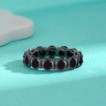 wholesale S925 Sterling Silver Full Circle Fade-Resistant Row Ring with Black Moissanite and Black Diamond, Trendy and Stylish-0-2