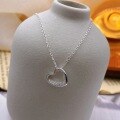 wholesale Metal material: 999 Silver Hollow diamond-inlaid irregular heart necklace, niche design, minimalist and elegant collarbone chain gift-0-2