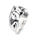 wholesale S925 Sterling Silver Retro and Edgy Flying Kitten Punk Hip-Hop Adjustable Ring, a Cross-Border Best-Seller-0-4