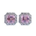 wholesale Metal material first, Zhuozhifan Jewelry new 2-carat pagoda-cut colored diamond earrings for women, simulated Asscher-cut yellow diamond and pink diamond-0-4