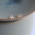 wholesale 9K Gold Exquisite Minimalist Japanese and Korean Gentle Mini Three-Petal Flower Earrings for Women-0-1