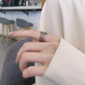 wholesale S925 Silver Fashion European and American Retro Vintage Cross-Winding Line Geometric Design Open Adjustable Ring-0-0