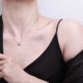 Sterling Silver Rhinestone Star Pendant Short Necklace-0-1