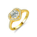 14K Gold Plated S925 Silver Moissanite 1 Carat 65MM Heart Shape Ring-0-4