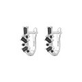 wholesale S925 Sterling Silver Geometric Hoop Earrings with Ear Clasps, Fashionable, Minimalist, Niche, High-End Diamond-Accented Earrings for Women-0-8