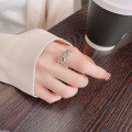 wholesale S925 Sterling Silver Korean-style Creative Minimalist Ins-style Bow Line Double-layer Hollow Open Ring-0-3