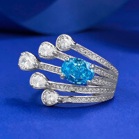 wholesale S925 Sterling Silver Imported High Carbon Diamond 6*8 Aquamarine Ring for Women Cross-Border Drop Shipping-R245 Ocean Blue No.9