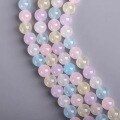 wholesale Metal Morganite Chalcedony Beads, Five-Color Colored Chalcedony Round Beads, DIY Quartzite Semi-Finished Jewelry Accessories Crystal-0-3
