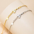 wholesale S925 Silver Fresh Sweet Ins Style Exquisite Diamond-Inlaid White Clover Three-Petal Flower Heart Bracelet S7898-0-2