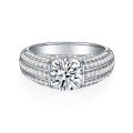 wholesale S925 silver plated with 18k gold men's ring with 2 carat round full diamond-encrusted moissanite, best-selling in Europe and America-0-4