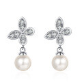 wholesale 925 Silver Vintage Pearl Earrings Moissanite Small Design Earrings Women Fashion Elegant Butterfly Earrings Wholesale-0-4