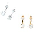 S925 Silver Champagne Gold-Plated Double High-Carbon Diamond Stud Earrings Wholesale-0-3
